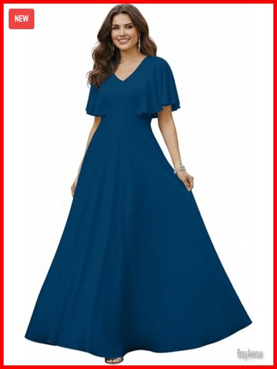 Dresses & Skirts - Plus Size Elegant Maxi Dress V-Neck Short Sleeve A-Line Floor Length Formal